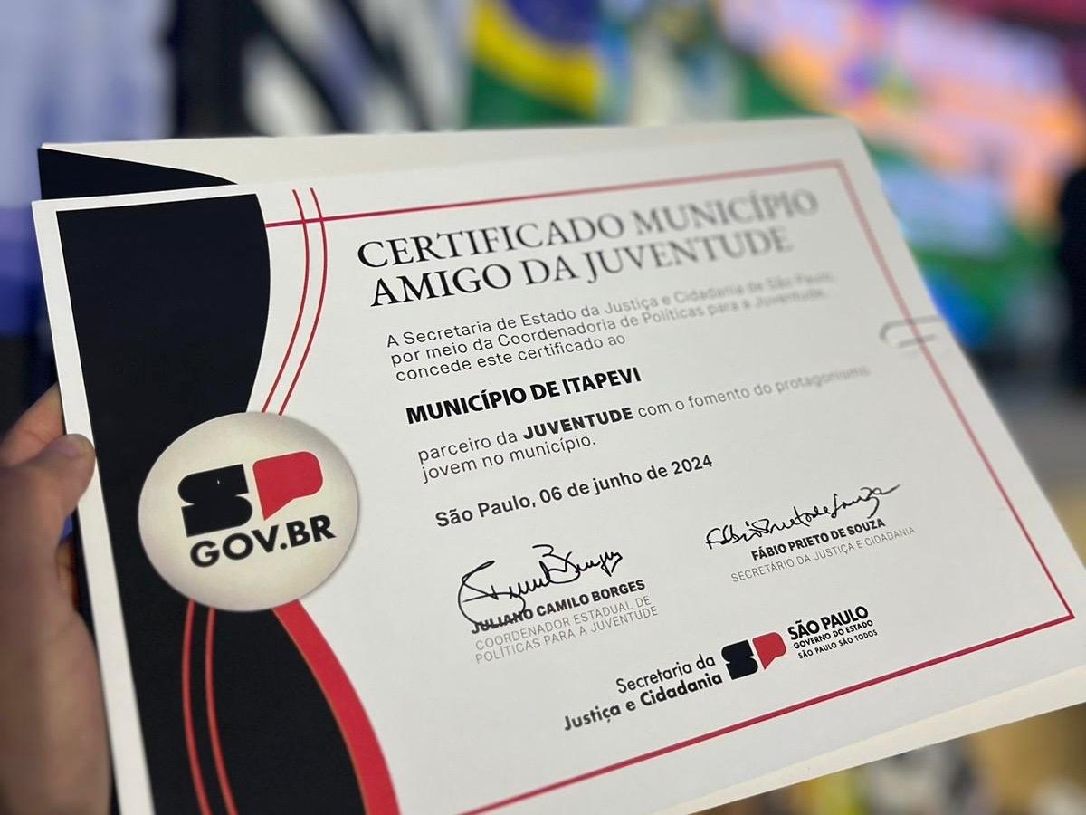 ITAPEVI RECEBE CERTIFICAÇÃO “MUNICÍPIO AMIGO DA JUVENTUDE” DURANTE A 7ª EDIÇÃO DO CONEXIDADES